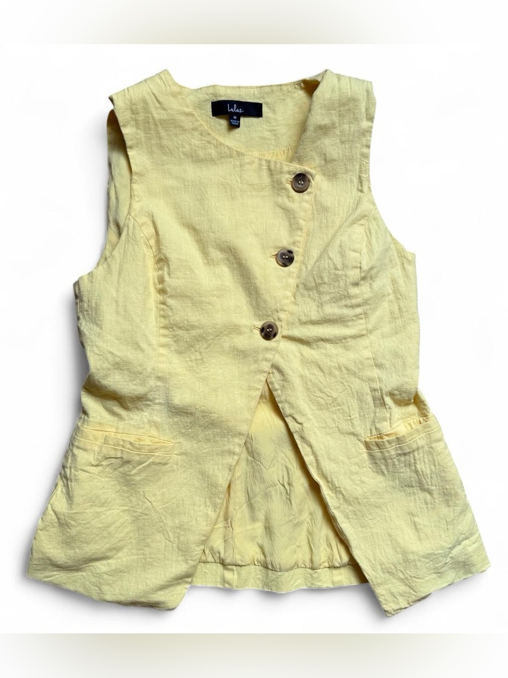 Lulus Yellow Asymmetrical Button Vest Top - Size M